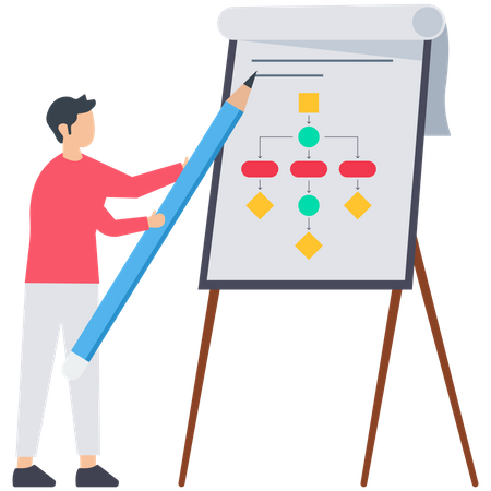 Businessman planning workflow  Illustration