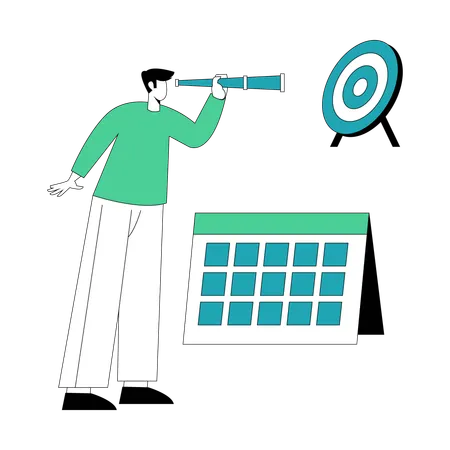 Businessman  plans out business schedule  Illustration