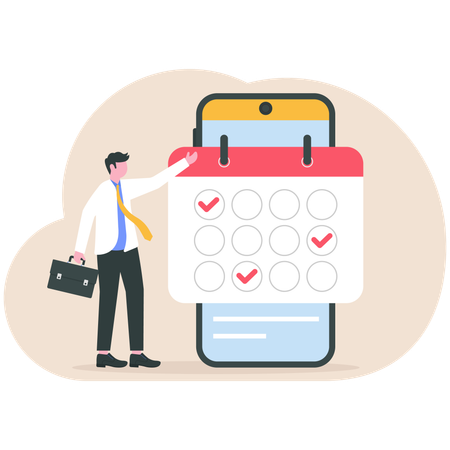 Businessman plans out business schedule  Illustration