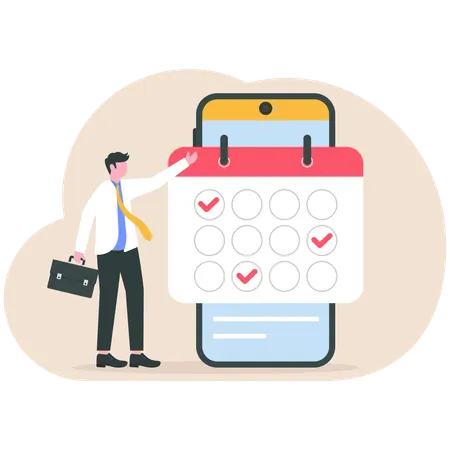 Businessman plans out business schedule  Illustration