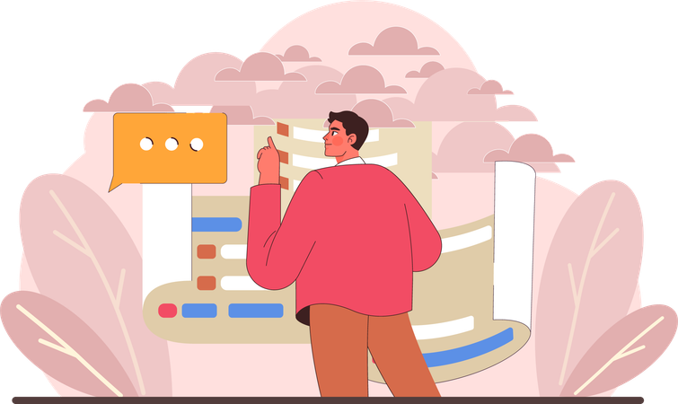 Businessman plans out business schedule  Illustration