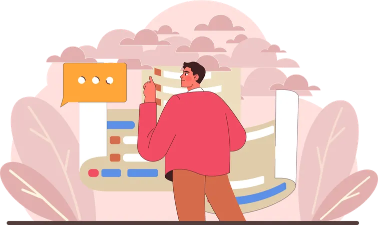 Businessman plans out business schedule  Illustration