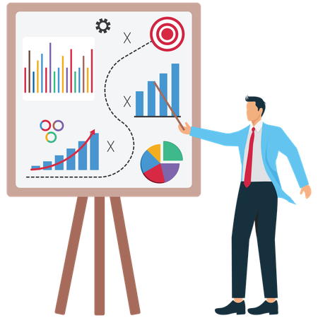 Businessman plans out Business strategy  Illustration