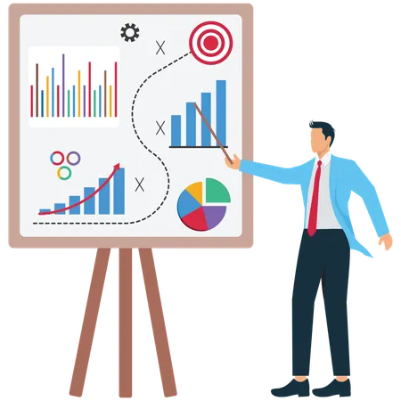 Businessman plans out Business strategy  Illustration