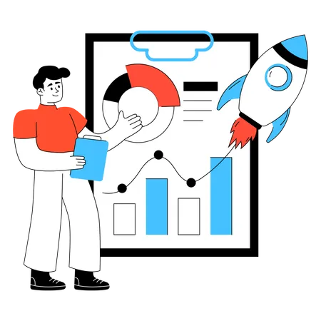 Businessman plans out  Launch Report  Illustration