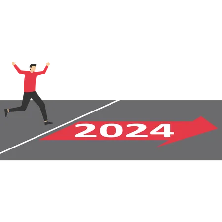 Businessman plans out new goals in year 2024  Illustration