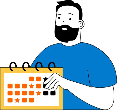 Businessman plans out task list  Illustration