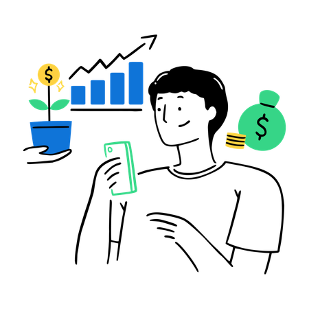 Businessman planting Investment Growth  Illustration