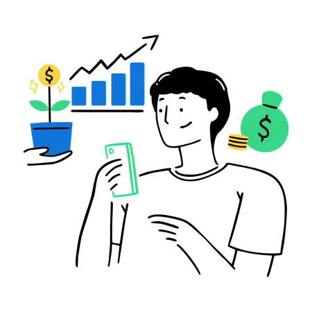 Businessman planting Investment Growth  Illustration