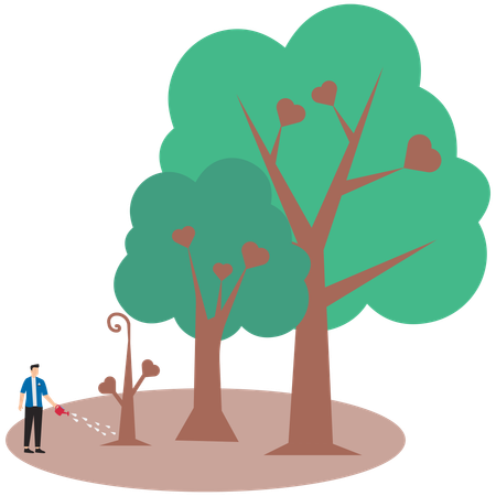 Businessman planting trees  Illustration