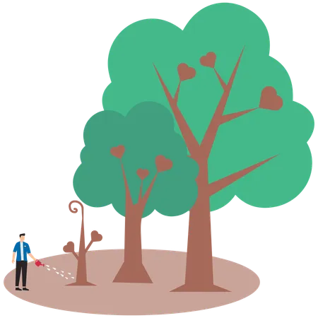 Businessman planting trees  Illustration