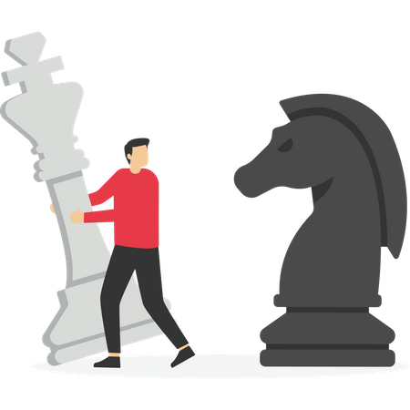 Businessman playing chess has an advantage  Illustration