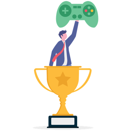 ビジネスマンがビデオゲームをプレイする  イラスト