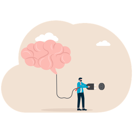 Businessman plugging brain on socket  Illustration
