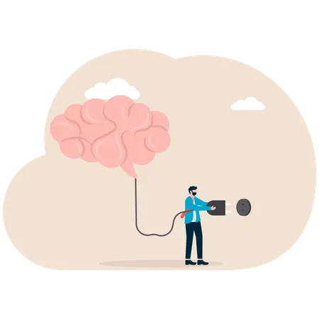 Businessman plugging brain on socket  Illustration