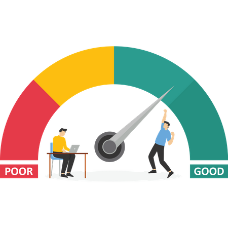 Businessman point to performance chart  Illustration