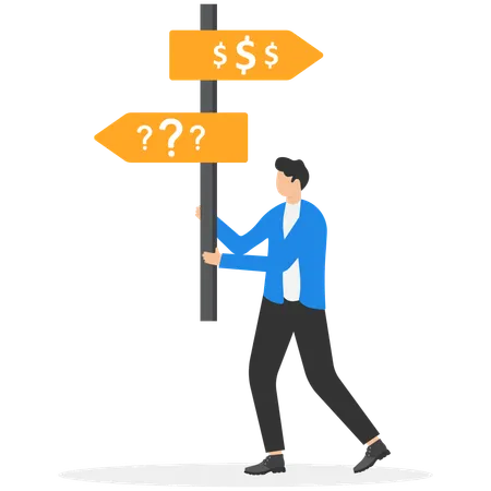 Businessman Pointer with multiple directions  Illustration