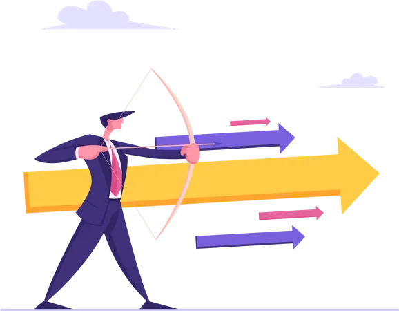 Businessman pointing arrow  Illustration