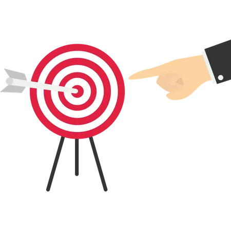 Businessman pointing arrow that hit right target  Illustration
