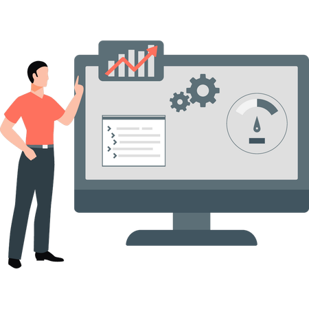 Businessman pointing at analysis graph  Illustration