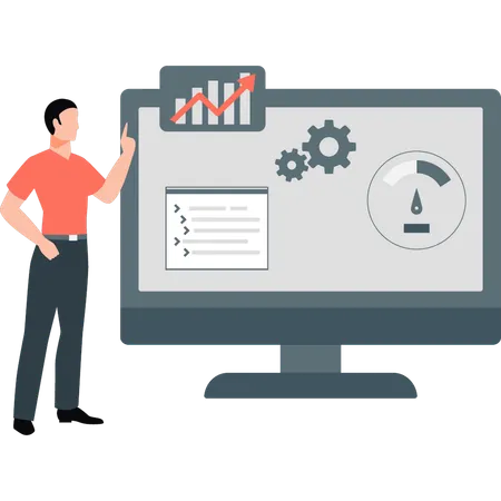 Businessman pointing at analysis graph  Illustration