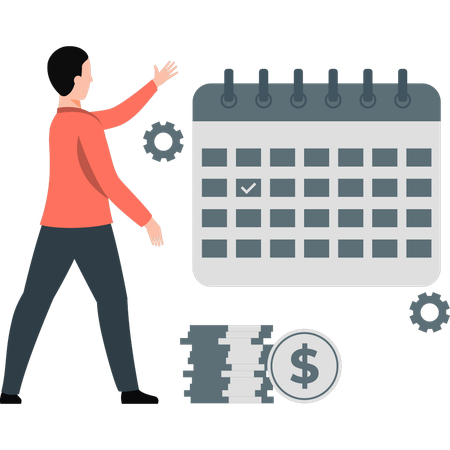 Businessman pointing at investment calendar  Illustration