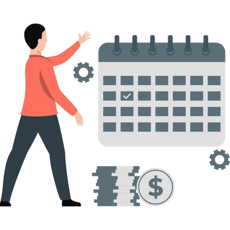 Businessman pointing at investment calendar  Illustration