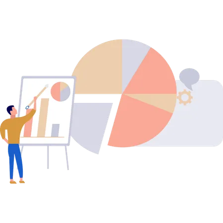 Businessman pointing at presentation pie graph  Illustration