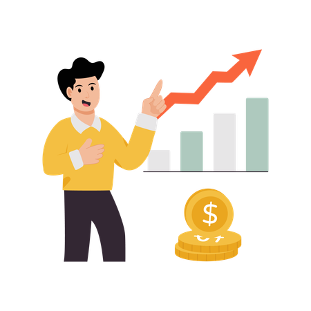 Businessman pointing at profit analysis  Illustration