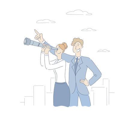 Businessman Pointing At Sky  Illustration