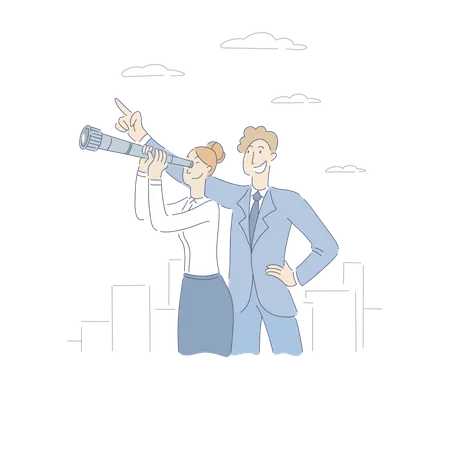 Businessman Pointing At Sky  Illustration