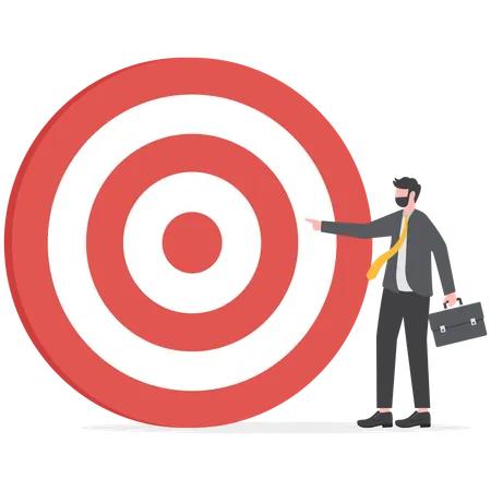 Businessman Pointing At Target Vision Target Direction Of Successful Business Strategy Concept Illustration