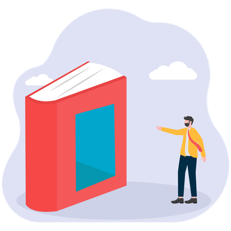 Businessman pointing business book  Illustration