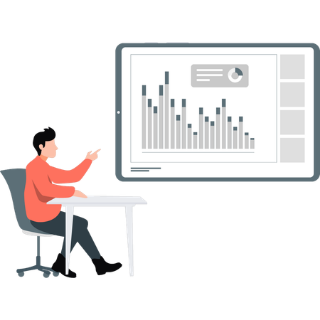 Businessman  pointing business growth graph  Illustration