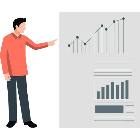 Businessman pointing business line graph  Illustration