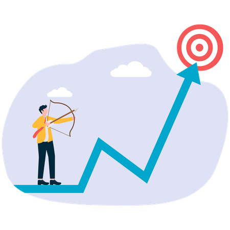 Businessman pointing business target  Illustration