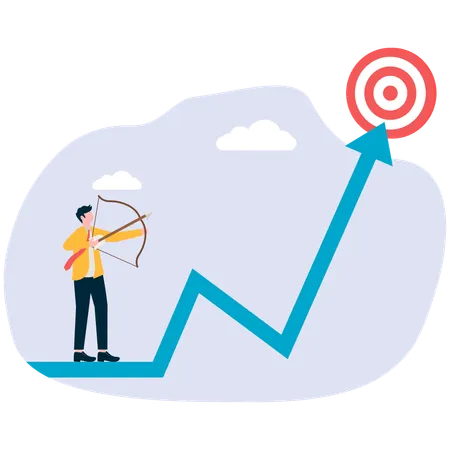 Businessman pointing business target  Illustration