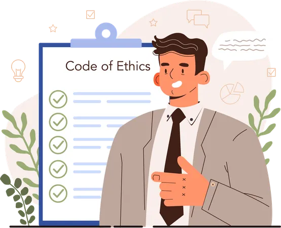 Businessman pointing code of ethics  Illustration