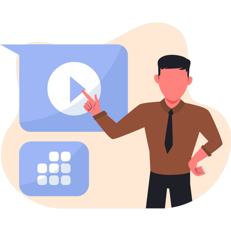 Businessman pointing customer service call  Illustration