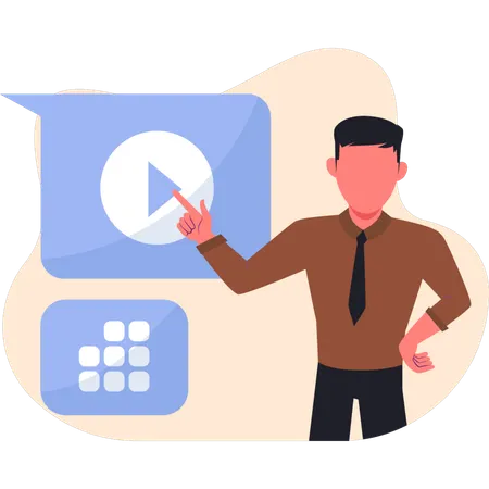 Businessman pointing customer service call  Illustration