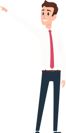Businessman Pointing Managers Male Workers Standing Illustration