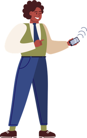 Businessman pointing mobile call  Illustration