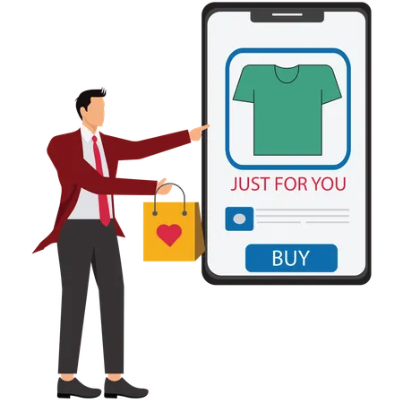 Businessman pointing Personalized Shopping Experience  Illustration