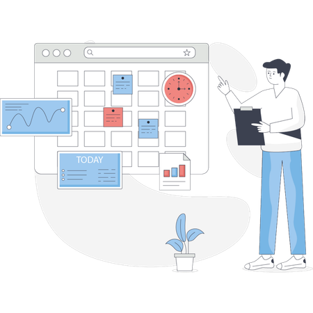 Businessman pointing project deadline  Illustration