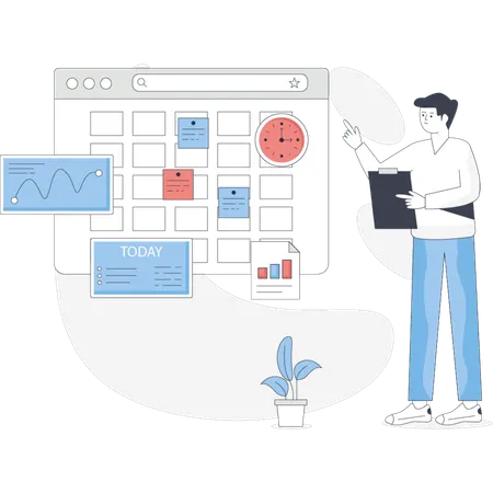 Businessman pointing project deadline  Illustration