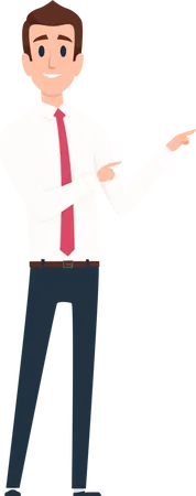 Businessman Pointing Managers Male Workers Standing Illustration