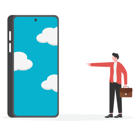 Businessman pointing stop social media  Illustration