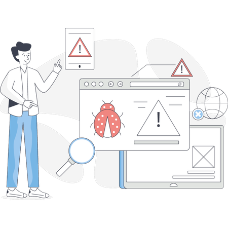 Businessman pointing system error  Illustration