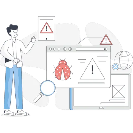 Businessman pointing system error  Illustration