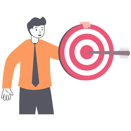 Businessman pointing to big target  Illustration